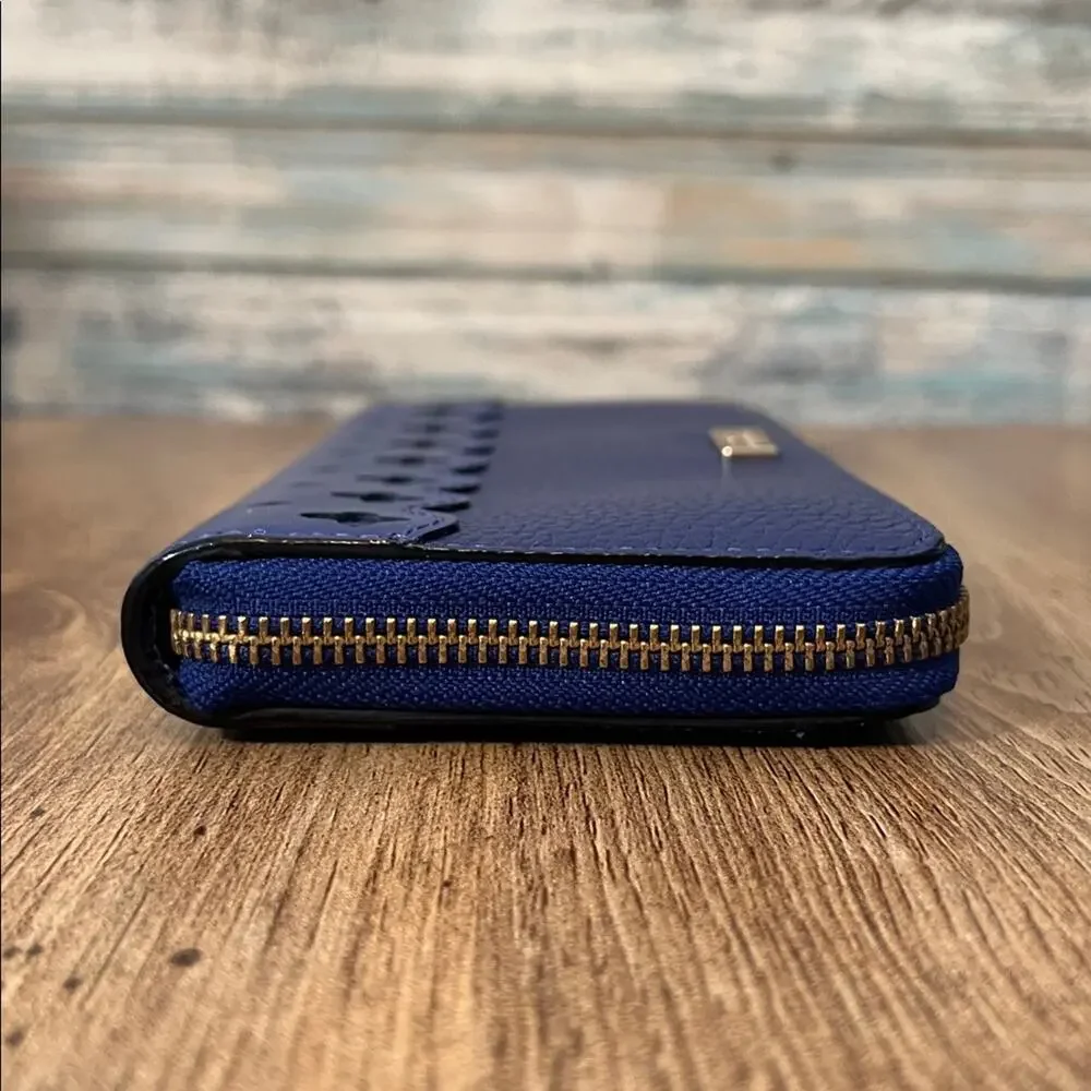 Kate Spade Neda Market Street Accordion Wallet in Blue Pebble Leather